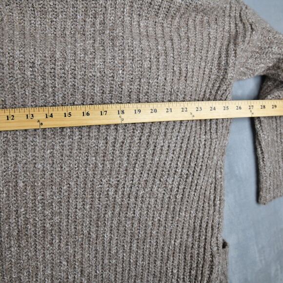 Cozy Casual Hooded Cardigan Women S/M Oversized Brown Knit Open Front Sweater - Picture 9 of 9